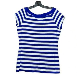 Dressbarn Women's Blue & White Striped Short Sleeve Tee Size L